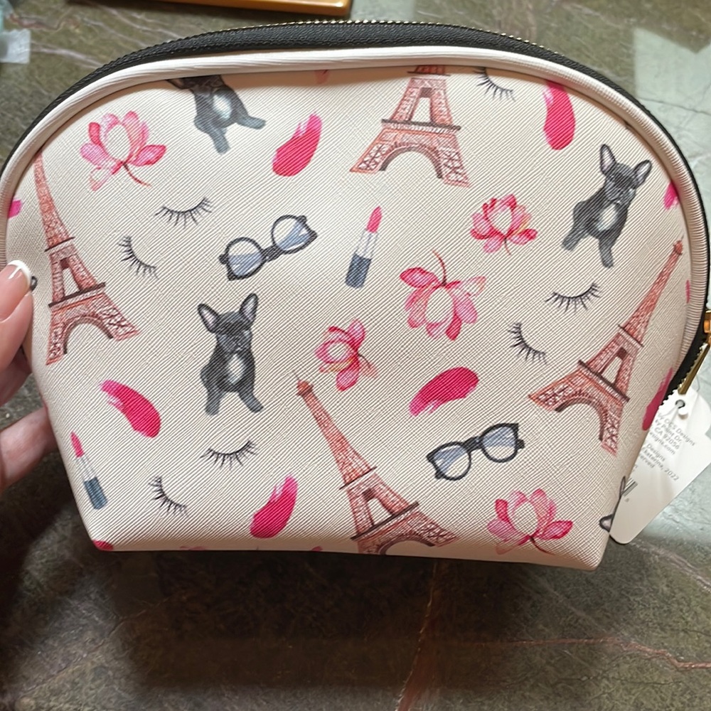 NWT  OCS designs French themed makeup bag
